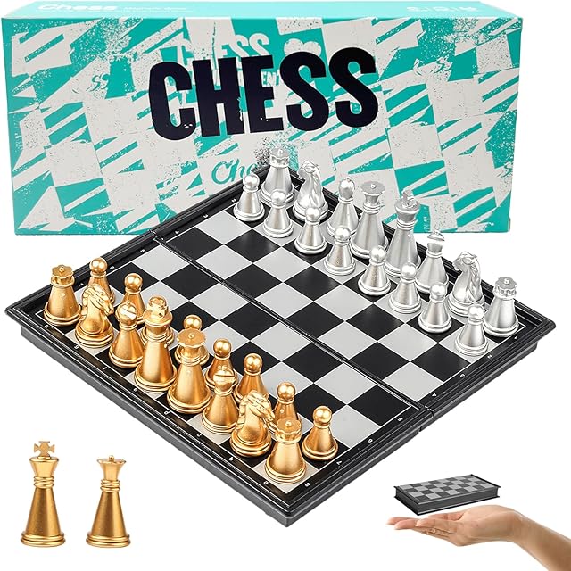 The Mini Travel Chess Set Magnetic Vikutu 5.11 Inches Portable Small Folding Chess Board (X-Small)