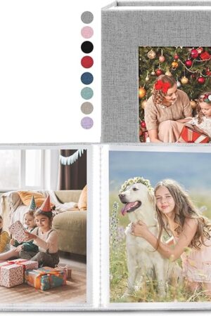 vivinin 2 Pack Photo Album 4x6, Linen Cover Photo Book, Small Photo Album Book for 36 Pockets Hold 72 Pictures, Picture Book for Photos Family Anniversaries Baby Vacations（Gray