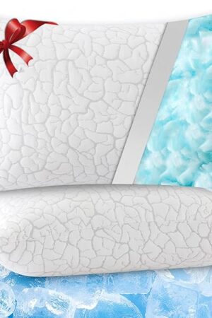 Cooling Pillows for Sleeping 2 Pack, Adjustable Shredded Memory Foam Pillows Queen Size Set of 2, Firm Bed Pillows for Side Back Stomach Hot Sleepers, Cold Pillow with Removable Washable Cover