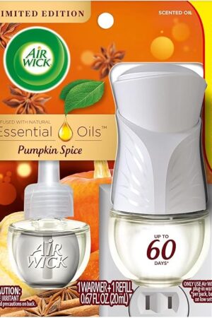 Air Wick Plug in Scented Oil Starter Kit Pumpkin Spice Air Freshener Fall Scent