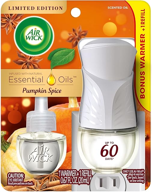 Air Wick Plug in Scented Oil Starter Kit Pumpkin Spice Air Freshener Fall Scent