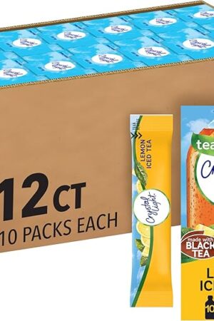Crystal Light Lemon Iced Tea Powdered Drink Mix 120 ct Pack 12 Boxes 10 On-the-Go-Packets