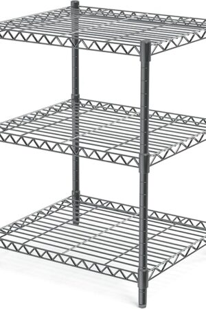3 Tier Grey Wire Metal Storage Rack Heavy Steel Material Storage Racks