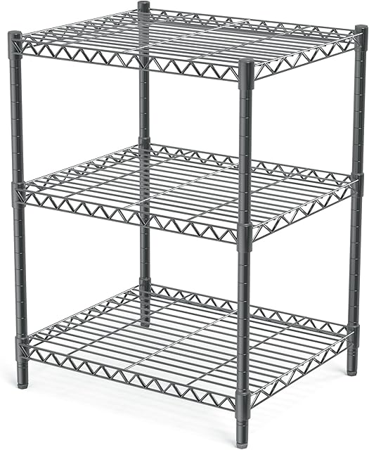 3 Tier Grey Wire Metal Storage Rack Heavy Steel Material Storage Racks