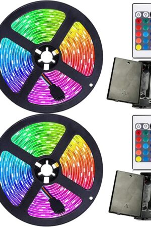 111111 Battery Powered Led Strip Lights,2 Pack 6.56ft Strip Lights Battery Operated Led Strip Kit,24-Keys Remote Controlled,DIY Indoor and Outdoor Decoration