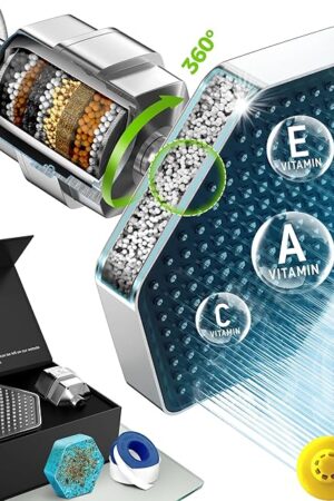 AquaHomeGroup Luxury Filtered Shower Head Set - 20 Stage Shower Filter for Hard Water, Chlorine, Fluoride, Heavy Metals - Water Filter Shower Head with Vitamin C E A Patent Pending (Chrome)