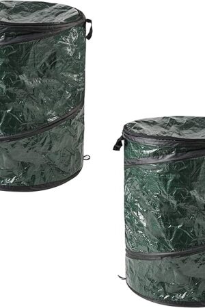 Wakeman 29.5-Gallon Pop up Outdoor Garbage Can Set - Set of 2 Collapsible Trash Cans for Parties, Yard Waste, or Laundry - Camping Accessories