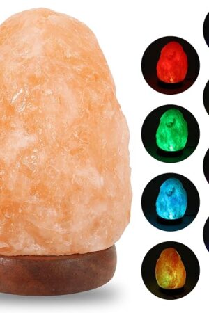Wrcevtor Natural Salt Rock Night Lamp 7 Colors Changing Mini Crystal Salt Lamp