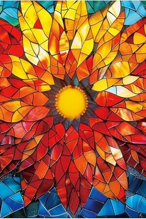 The Puzzles for Adults 500 Pieces - Challenging Flower of Life Stained Glass Puzzle, Crystal Puzzle for Adults, Impossible Cool Mosaic Puzzles for Teens 12-16, Perfect for Game Nights 20.5X 15in