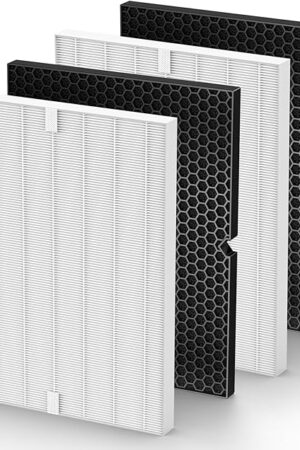 116130 Filter H Replacement Compatible with Winix 5500-2 5520 AM80 Plasmawave Air Purifier, 2 Pack Filters & 2 Pack Activated Carbon Filters Combo Pack
