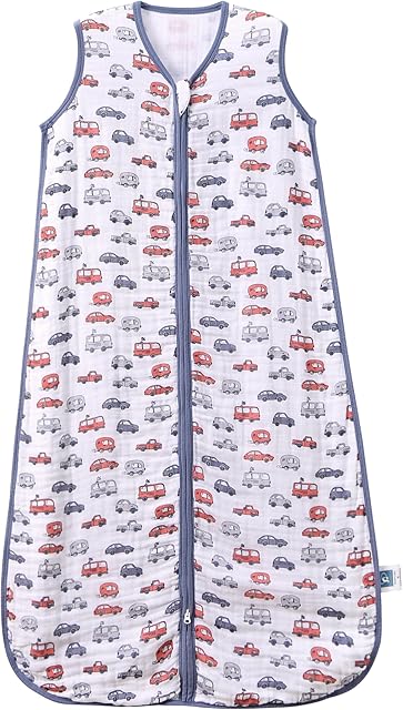 Baby Sleep Sack 2-4 T Baby Wearable Blanket 100% Organic Cotton 0.5 TOG Toddler Sleep Sacks 2- Way Zipper Soft Car 4 Layers 2T 3T 4T