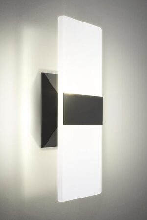 ASD 12 Inch LED Indoor Wall Sconce - Modern Interior 12W 2700K-5000K Adjustable Dimmable Wall Mounted Light Fixtures, Acrylic Glass Wall Lights for Stairway, Hallway - UL, Matte Black