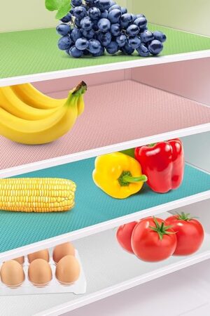 BEVTEE 8 Pack Refrigerator Liners, Washable Fridge Shelf Mats, Non-Slip Glass Shelf Paper for Kitchen Cabinet Drawer Cupboard Closet