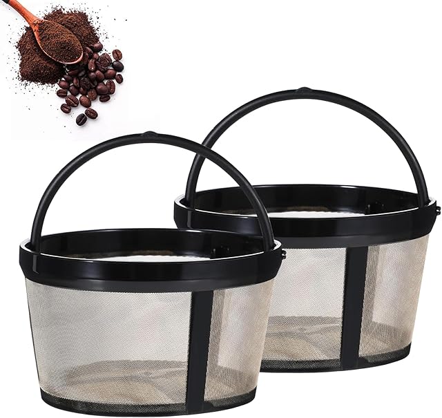 2Pcs Reusable Coffee Filters, 4-5 Cup Nylon Mesh Coffee Filter Basket, Coffee Pot Filters Compatible with Mr. Coffee Makers and Brewers