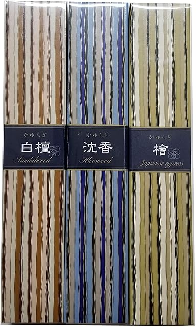 nippon kodo Kayuragi Incense Set of 3 Scents (Sandalwood, Aloeswood and Japanese Cypress) 40 Sticks in Each Scent