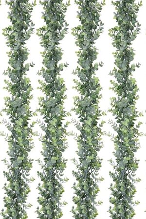 DearHouse 6 Pack Faux Eucalyptus Garland Plant, Artificial Vines Hanging Eucalyptus Leaves Greenery Garland for Wedding Backdrop Arch Wall Decor, 5.9 Feet/pcs UV Protected Indoor Outdoor