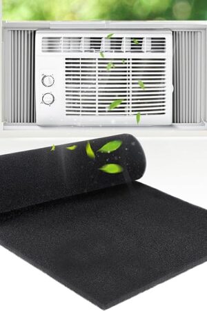 15.7" x 59" Extra Large Cuttable Air Conditioner Filters - Cut to Fit Carbon Pad Air Purifier Filters, Washable Reusable Foam Pad Pre Filter Roll for Air Filters AC Window Unit Charcoal Sheet