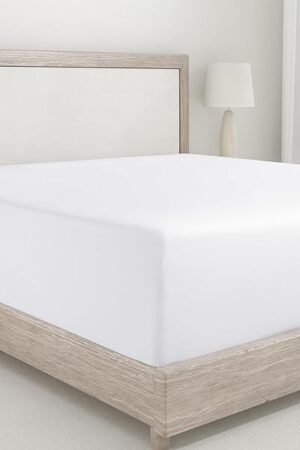 California Design Den King Size Fitted Sheet White, 100% Cotton 400 Thread Count Sateen, Deep Pockets, Durable Fitted Sheet Only (King, White)