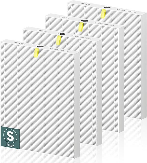 C545 Replacement Filter S Compatible with Winix C545 Air Purifier and Winix C545 Replacement Filter S 1712-0096-00 and 2522-0058-00, 4 Pack High Efficiency H13 Ture HEPA Filter