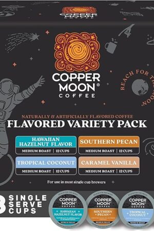 Copper Moon Single Serve Coffee Pods For Keurig K-Cup Brewers, Light/Medium Roast, Flavored Variety Pack, 12 Count (Pack of 4)