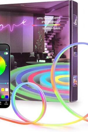 50FT LED Neon Rope Lights, Flexible Led Rope Lights Control with App/Remote, IP67 Outdoor RGB Color Changing Led Neon Lights Waterproof, Music Sync Led Strip Lights for Bedroom Decor