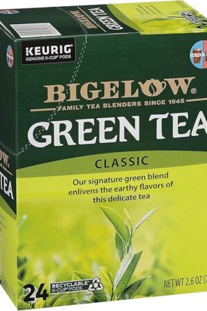 Bigelow Green Tea Keurig K-Cup Pods, Pack of 4 (96 Total Pods) | Caffeinated Tea | 24 Count Box per Pack