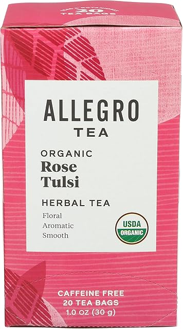 Allegro Tea, Organic Rose Tulsi Tea Bags, 20 ct