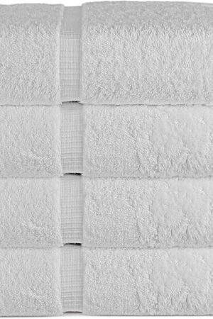 Chakir Turkish Linens 100% Cotton Premium Turkish Towels for Bathroom | 27'' x 54'' (4-Piece Bath Towels - White)