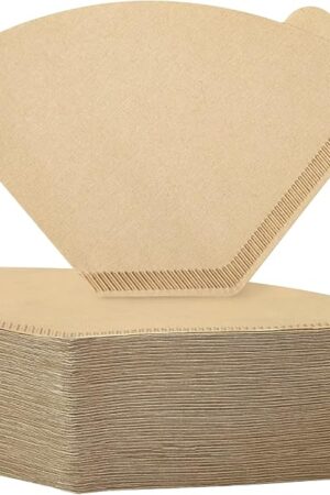 250 Count Coffee Filter #2, #2 Coffee Filters Disposable with 3 Wooden Coffees Spoons, Unbleached Natural#2 Coffee Filters Cone, Organic Filter NO.2 for Drip and Pour Over Coffee & Tea(2-6 Cup)