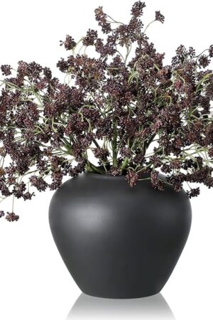 6 Pcs Fall Artificial Soft Plum Sedum Berry Stem Autumn Faux Berry Picks Branches Faux Spray for Home Halloween Thanksgiving Farmhouse Mantel Harvest DIY Decorations