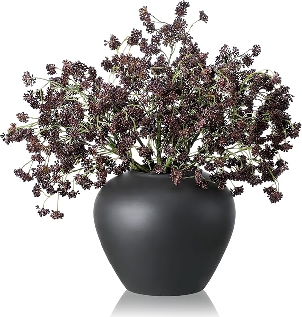6 Pcs Fall Artificial Soft Plum Sedum Berry Stem Autumn Faux Berry Picks Branches Faux Spray for Home Halloween Thanksgiving Farmhouse Mantel Harvest DIY Decorations
