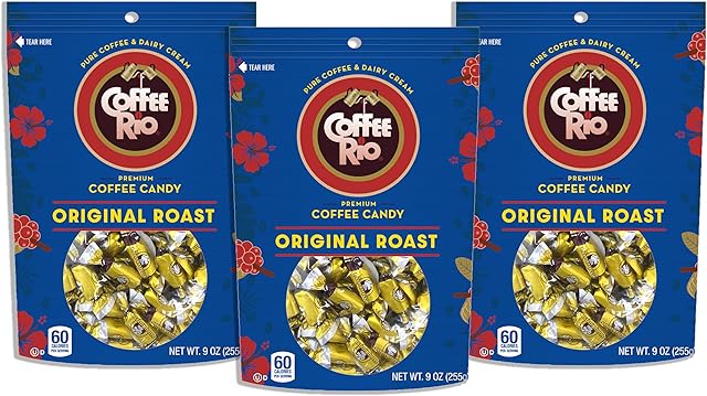 Coffee Rio Coffee Candy Pack of 3 Coffee Caramels 9 Ounces Made with Real Coffee and Cream, Kosher Candy (Original Coffee)