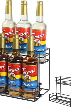 Coffee Syrup Rack (6 Bottle Capacity)，Coffee Syrup Organizer for Coffee Bar Kitchen.Small Wine Rack for Bar Family Storage for Syrup Wine Dressing