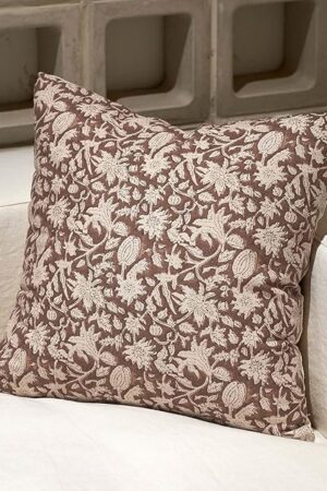 Amor Virisso Floral Throw Pillow Covers 18x18 Couch Pillows for Living Room Decorative Accent Pillow Covers Block Print Farmhouse Neutral Pillow Covers Sofa Pillows 1PC, Brown