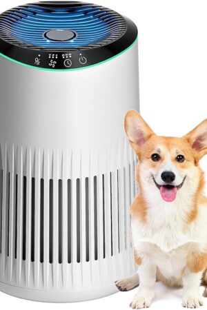 Air Purifiers for Home, Air Purifier for Smoke Odors with Fragrance Sponge, Small Air Purifier with Sleep Mode for Bedroom Office, Blue Night Light, White, 1 Pack+3 Modes