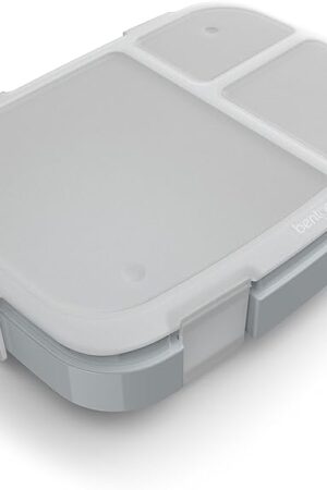 Bentgo Fresh Tray (Gray) with Transparent Cover - Reusable, BPA-Free, 4-Compartment Meal Prep Container with Built-In Portion Control for Healthy At-Home Meals and On-the-Go Lunches