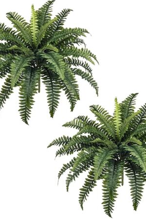 35" Ferns Artificial Bush Plants Large, 2 Artificial Boston Ferns with 39 Fronds for Outdoors Home Decor