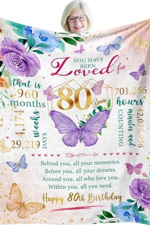 80th Birthday Gifts for Women, Best Gifts for 80 Year Old Woman Birthday, 1945 Birthday Gifts for Women Mom, Happy 80th Birthday Gifts Ideas, 80th Women Birthday Decorations Throw Blanket 50"X60"