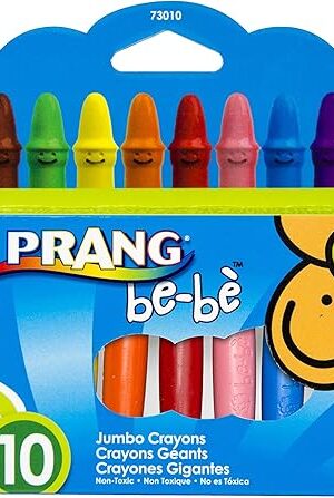 The PRANG be-be Jumbo Crayons for Small Children, Washable, Includes Sharpener, Assorted Colors, 10-Pack (73010),Large