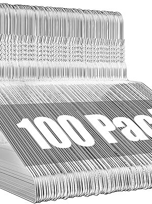 Wire Metal Clothes Hangers Bulk 100 Pack, 16 Inch 12 Gauge Standard Size, Slim Space Saving for Coat Suits Shirts Pants Skirts, Non Slip, Silver