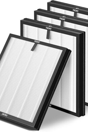 4 Pack MR5866 Filter Compatible with MORENTO MR5866 Air Purifiers, MR5866 HEPA Replacement Filter for 99.97% Air Pollutants, Odor and Smoke, Original Version White