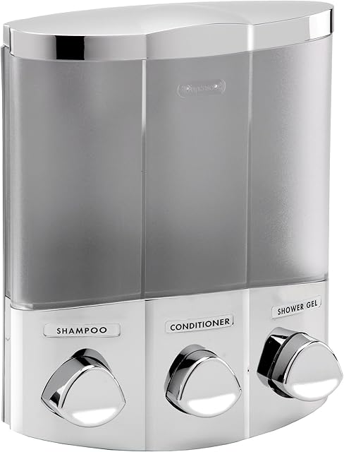 Better Living Products 76344-1 Euro Series TRIO 3-Chamber Soap and Shower Dispenser, Chrome