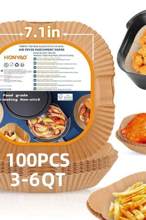 Air Fryer Paper Liners for 3-6 Qt, 7.1 x 7.1 inch Thickened Square Disposable Parchment Liner compatible with Ninja AF141/Chefman/Instant Pot/Cosori Airfryers