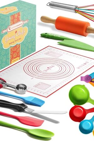 Young Chefs Cooking and Baking Set for Kids – 19 Pieces Real Baking Set – Giftable Sets for Girls and Boys – Kids Cooking Sets Real 8-12 Years