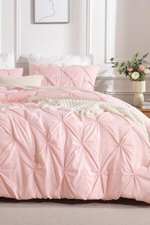 Andency Pinch Pleat Comforter Set for Kids Girls Teens