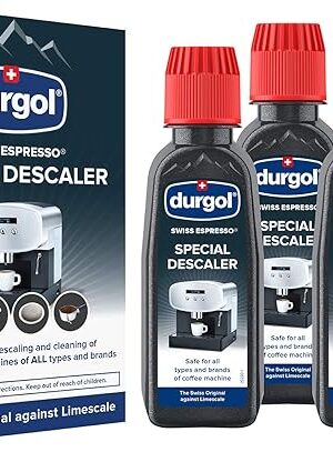 Durgol Swiss Espresso Machine Decalcifier/Descaler Solution, 4 Count