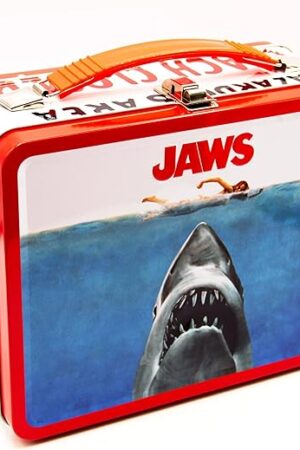 AQUARIUS Jaws Gen 2 Fun Box - Sturdy Tin Storage Box with Plastic Handle & Embossed Front Cover - Officially Licensed Jaws Merchandise & Collectible Gift for Kids, Teens & Adults