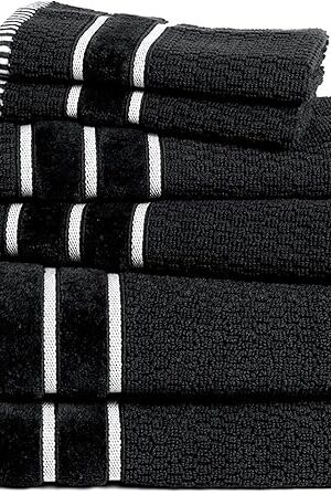 Bedford Home 6-Piece Towel Set Combed Cotton 2 Bath Towels 2 Hand Towels 2 Washcloths