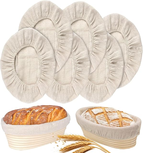 6 Packs Oval Banneton Cloth Liner for Bread Sourdough Proofing,10 inches,Natural Rattan Bread Proofing Cover for Banneton Basket Homemade Baking Dough(Basket Not Included)