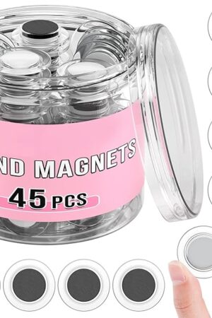 VNDUEEY 45 Pcs Round Whiteboard Magnets, Fridge Magnet Decorative, Dry Board Refrigerator Magnets, Small Magnet Teacher Supplies for School, Home, Office(Clear, 3cm/1.18in)